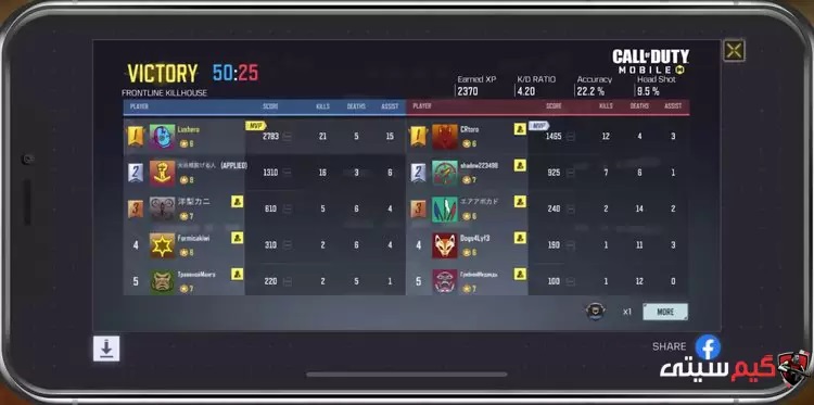 scoreboard در بازی کالاف دیوتی موبایل