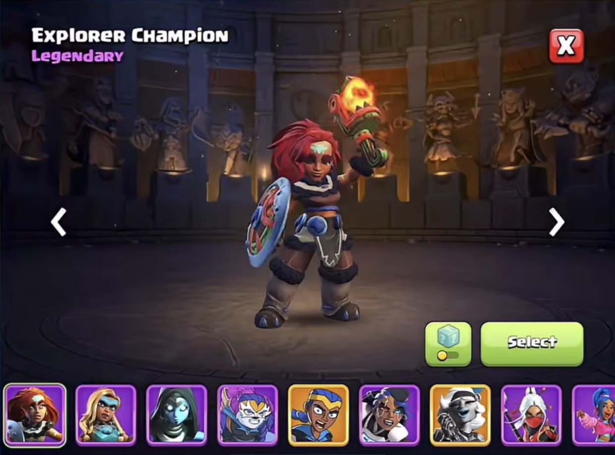 نمایی از اسکین قهرمان کاوشگر کلش اف کلنز