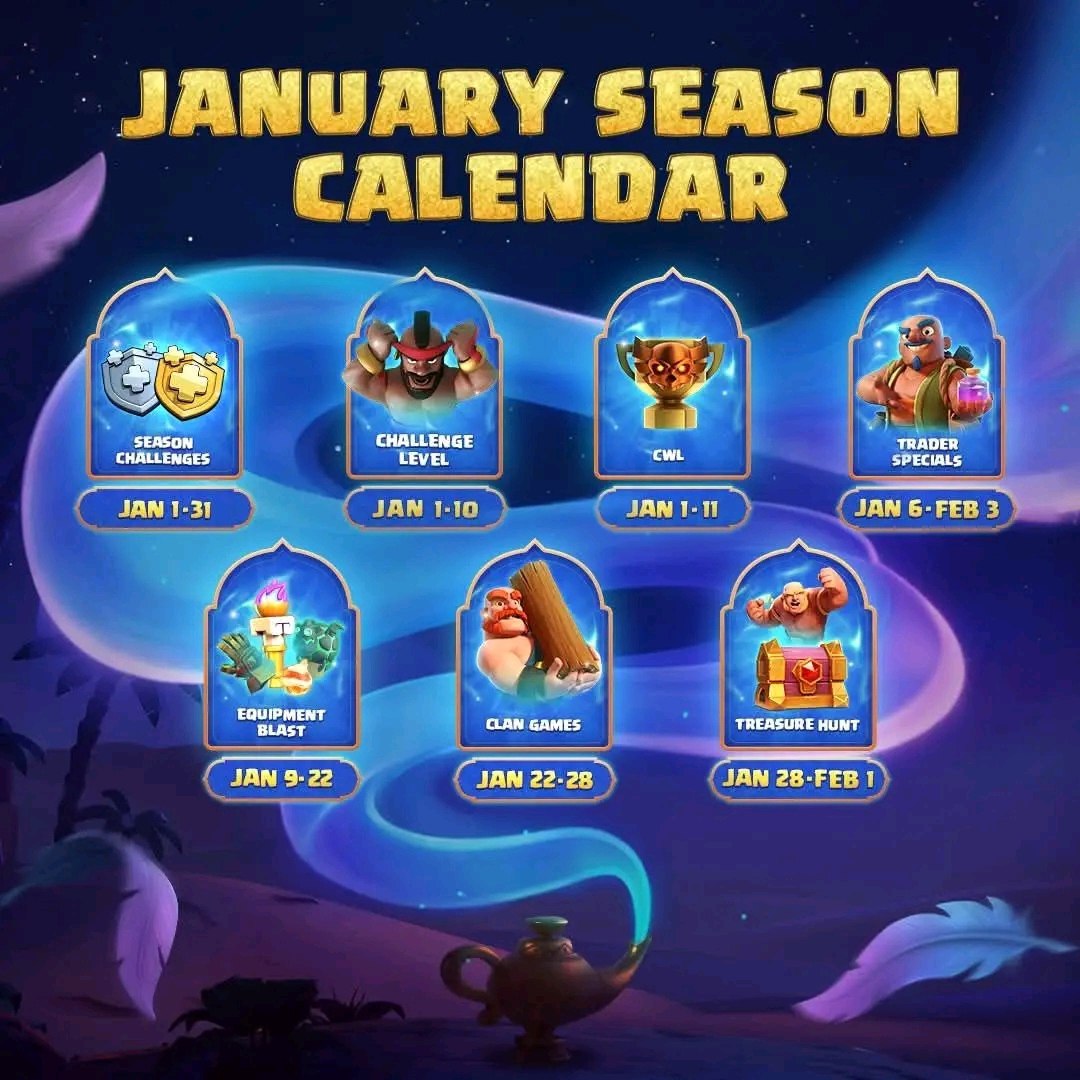 تقویم رویدادهای فصل ژانویه ۲۰۲۶ کلش اف کلنز